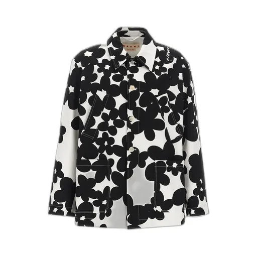 Floral-Printed Buttoned Jacket