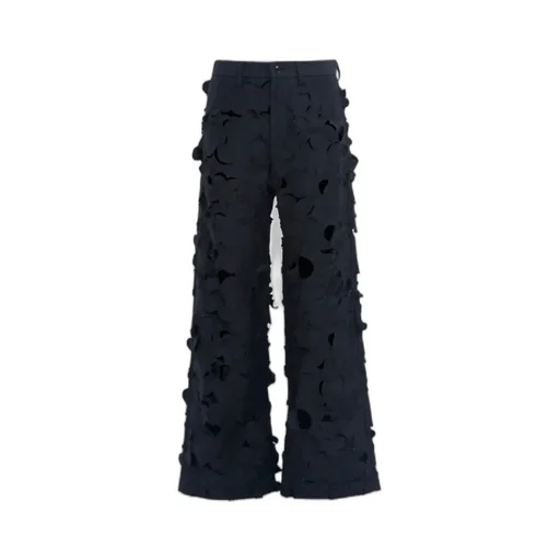 Black Cotton Cargo Pants With Cut-Out Detail