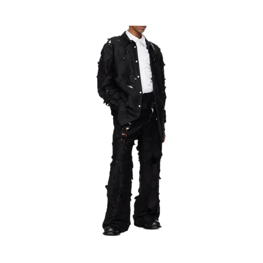 Black Cotton Cargo Pants With Cut-Out Detail