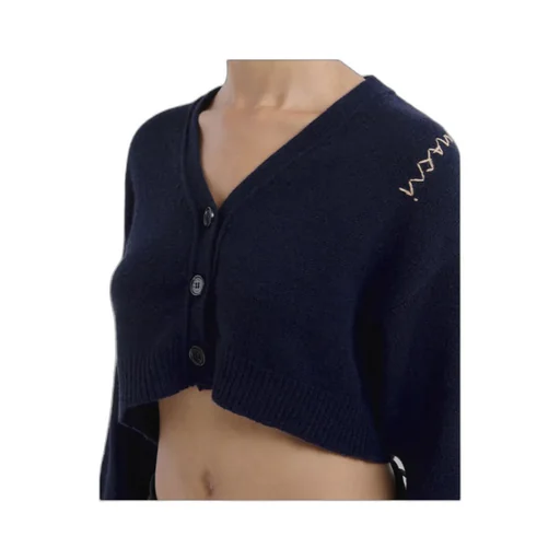 Logo Embroidered Cropped Cardigan