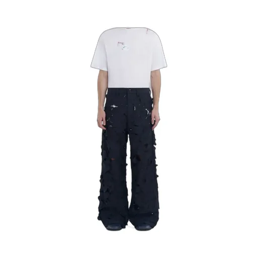 Black Cotton Cargo Pants With Cut-Out Detail