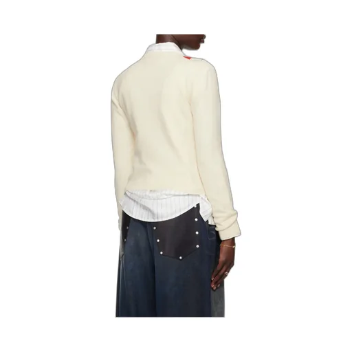 Ivory Wool Argyle Cardigan