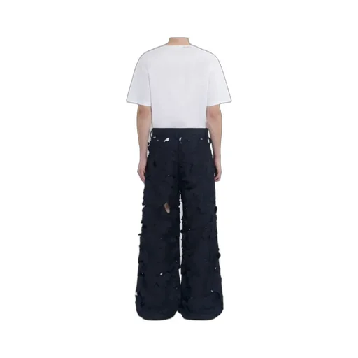 Black Cotton Cargo Pants With Cut-Out Detail