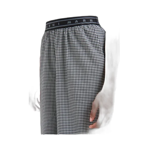 Gingham-Patterned Textured Trousers