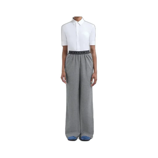 Gingham-Patterned Textured Trousers