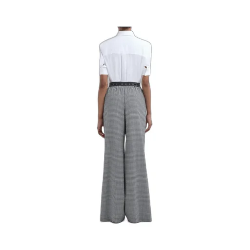 Gingham-Patterned Textured Trousers