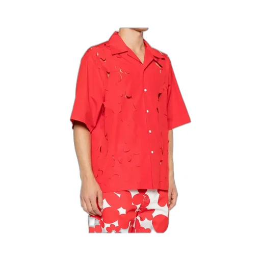 Logo-Embroidered Cut-Out Buttoned Shirt