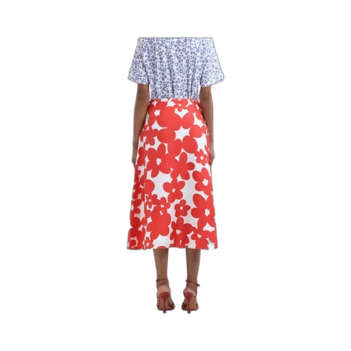 Floral Printed Straight Hem Midi Skirt