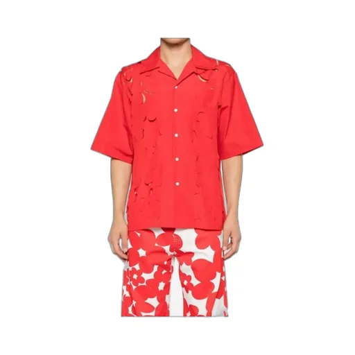 Logo-Embroidered Cut-Out Buttoned Shirt
