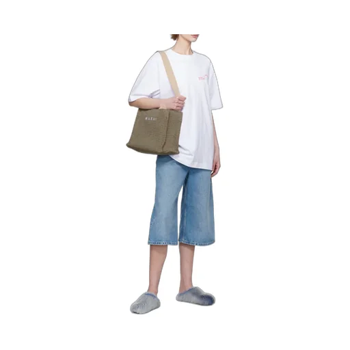 Woven Logo Embroidered Small Tote Bag