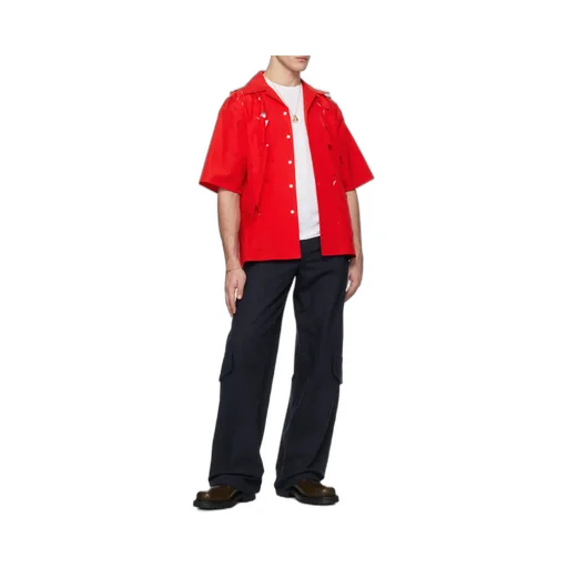 Logo-Embroidered Cut-Out Buttoned Shirt