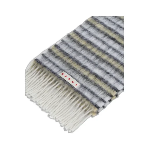 White Wool And Mohair Scarf With Striped Pattern