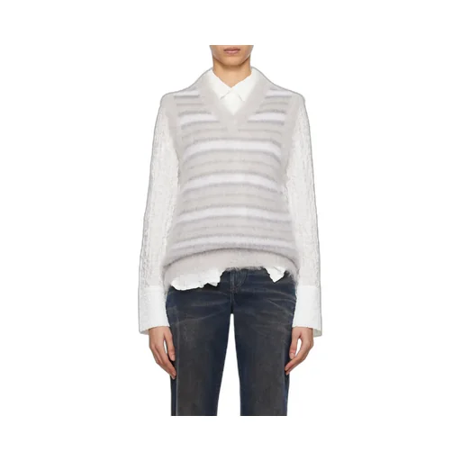V-Neck Striped Fuzzy Wuzzy Vest