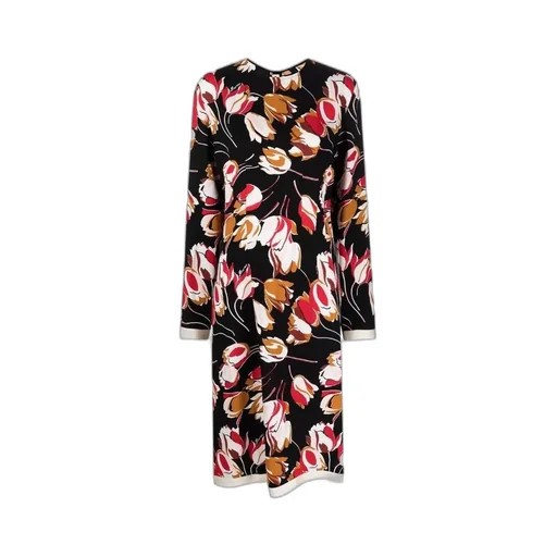 Abstract-Print Long-Sleeve Dress