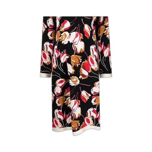 Abstract-Print Long-Sleeve Dress