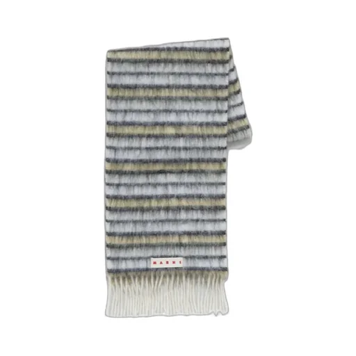 White Wool And Mohair Scarf With Striped Pattern
