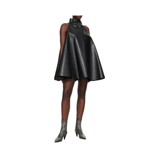 Two-Toned High-Neck Trapeze Dress