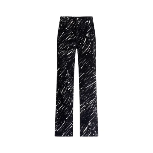 Crayon Print Flocked Jeans