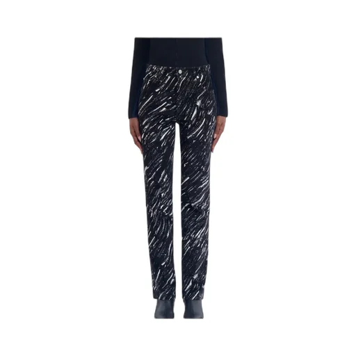 Crayon Print Flocked Jeans