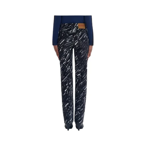 Crayon Print Flocked Jeans