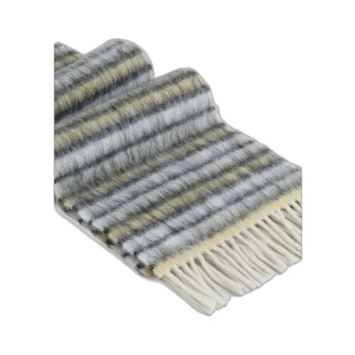 White Wool And Mohair Scarf With Striped Pattern