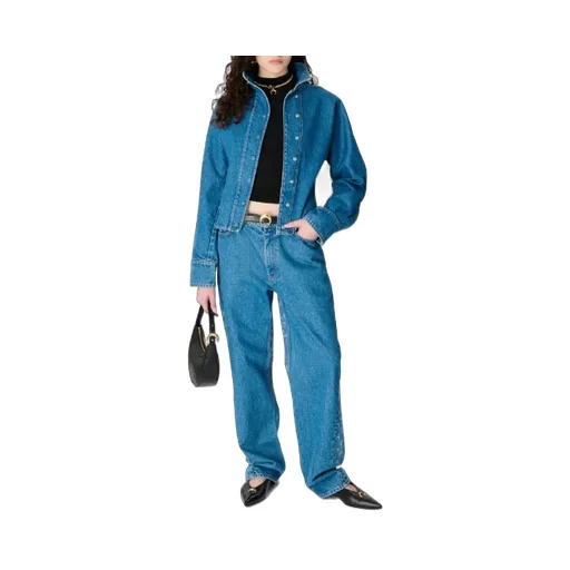 Allover Moon Printed Straight-Leg Jeans