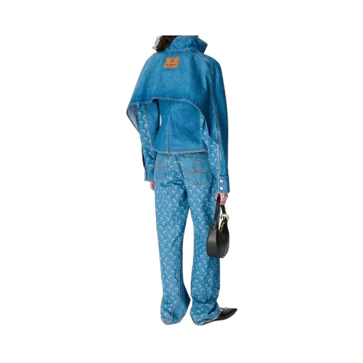 Allover Moon Printed Straight-Leg Jeans
