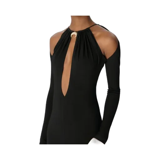 Draped Jersey Ls Long Dress