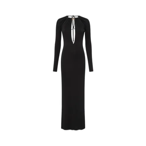 Draped Jersey Ls Long Dress