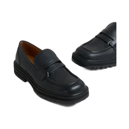 Ring Embellishment Square Toe Loafers