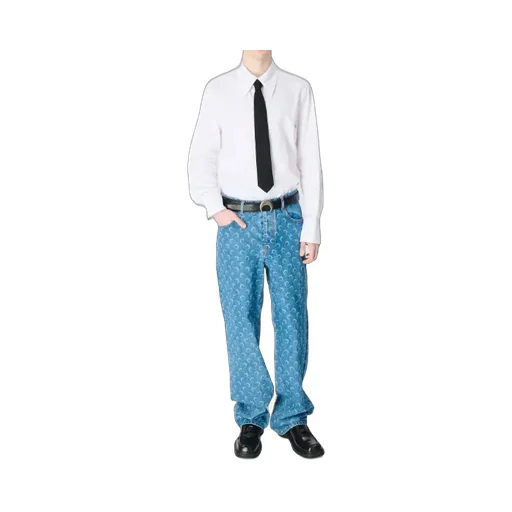Moon Laser Wash Denim Baggy Jeans