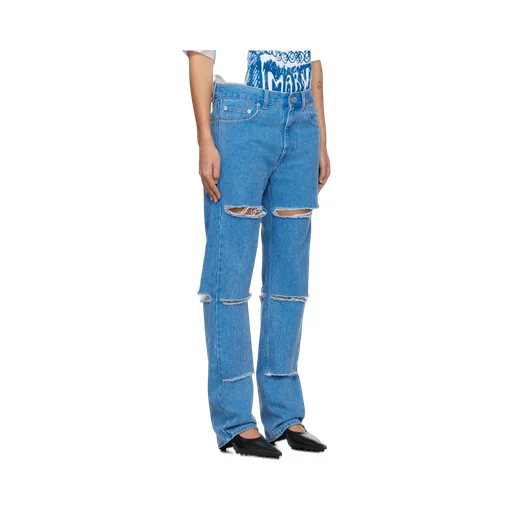Logo-Patch Cut-Out Detailed Jeans