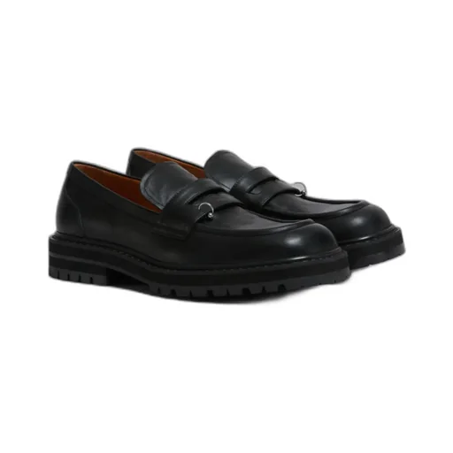 Ring Embellishment Square Toe Loafers