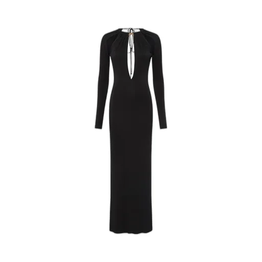Draped Jersey Ls Long Dress