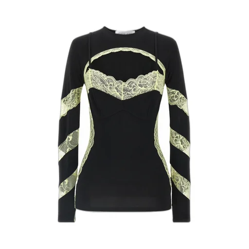 Crewneck Lace-Insert Top