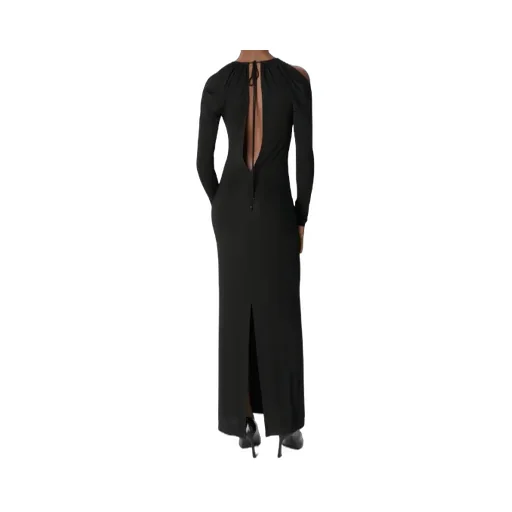 Draped Jersey Ls Long Dress