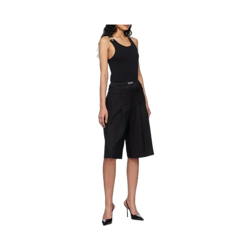 Wide-Leg Twill Shorts
