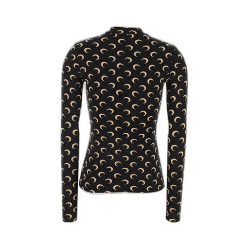 Crescent Print Turtleneck Long-Sleeve Top