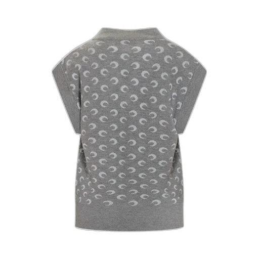 Moon-Jacquard V-Neck Vest