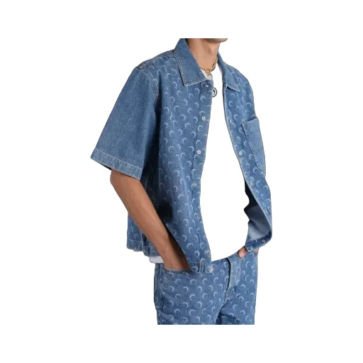 Short-Sleeved Denim Shirt