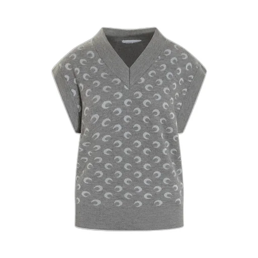 Moon-Jacquard V-Neck Vest