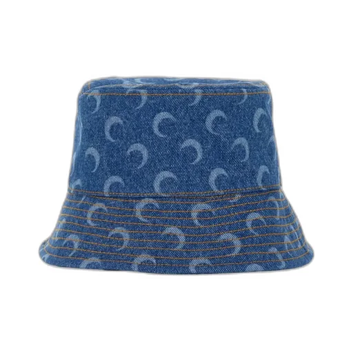 Contrast Stitched Crescent Moon Printed Bucket Hat