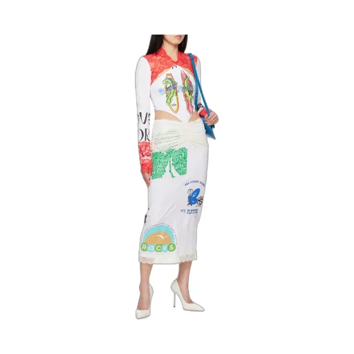 Regenerated T-Shirts And Lace Midi Dress