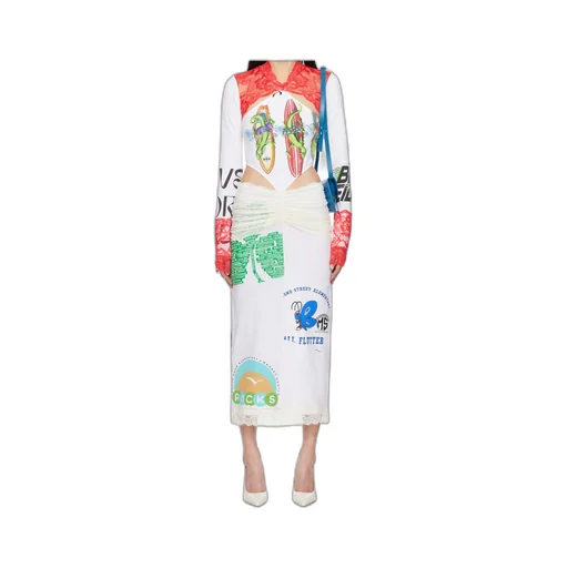 Regenerated T-Shirts And Lace Midi Dress