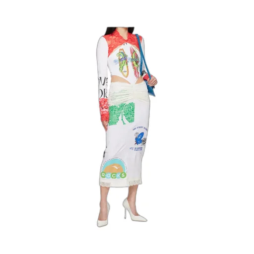 Regenerated T-Shirts And Lace Midi Dress