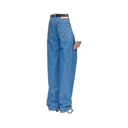 Crescent Moon Printed Loose Fit Jeans