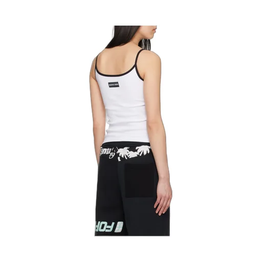 Contrast Trim Moon Logo Ribbed Tank Top