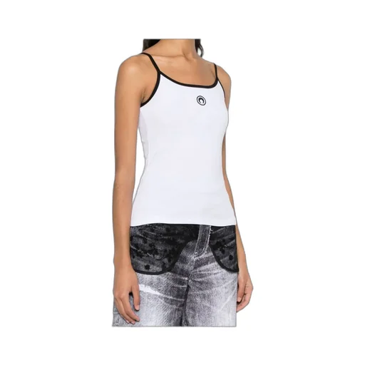 Contrast Trim Moon Logo Ribbed Tank Top