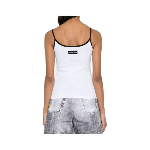 Contrast Trim Moon Logo Ribbed Tank Top