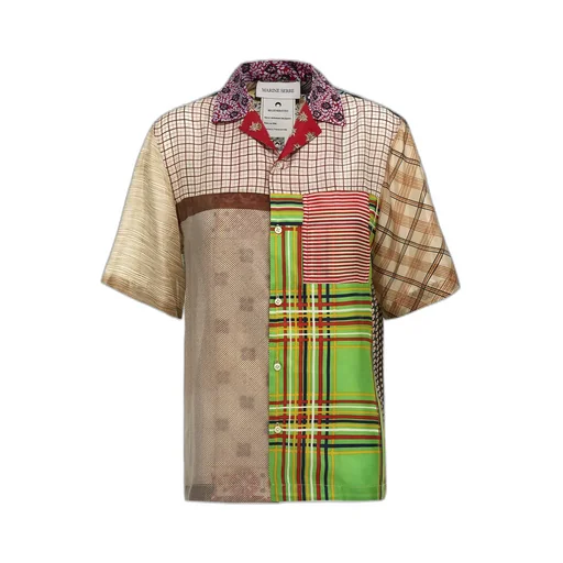 Patchwork Scarf Printed Bowling Shirt